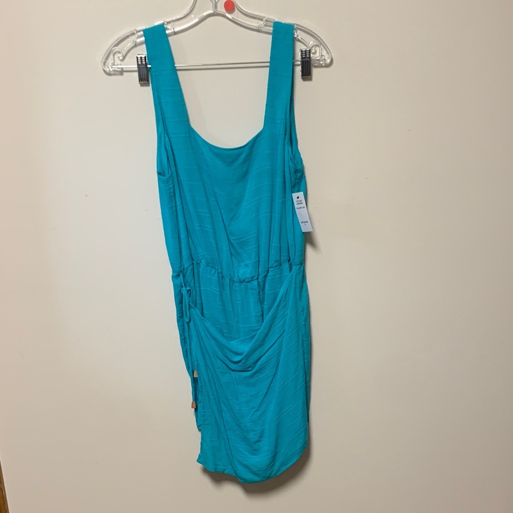 La Blanca romper - lightweight teal romper with skirted front and smocked back